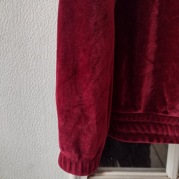 Forever 21 Mens velour/velvet burgundy hoodie size Small - Picture 6 of 9